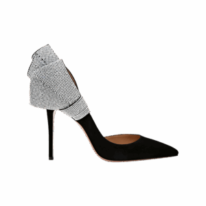 Silver Strived Black Ladies Shoe